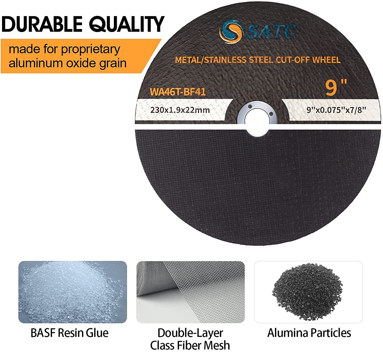 10 Pack 9″ x .075″ x 7/8″ Cut-off Wheels 230MM For General Purpose Metal Cutting