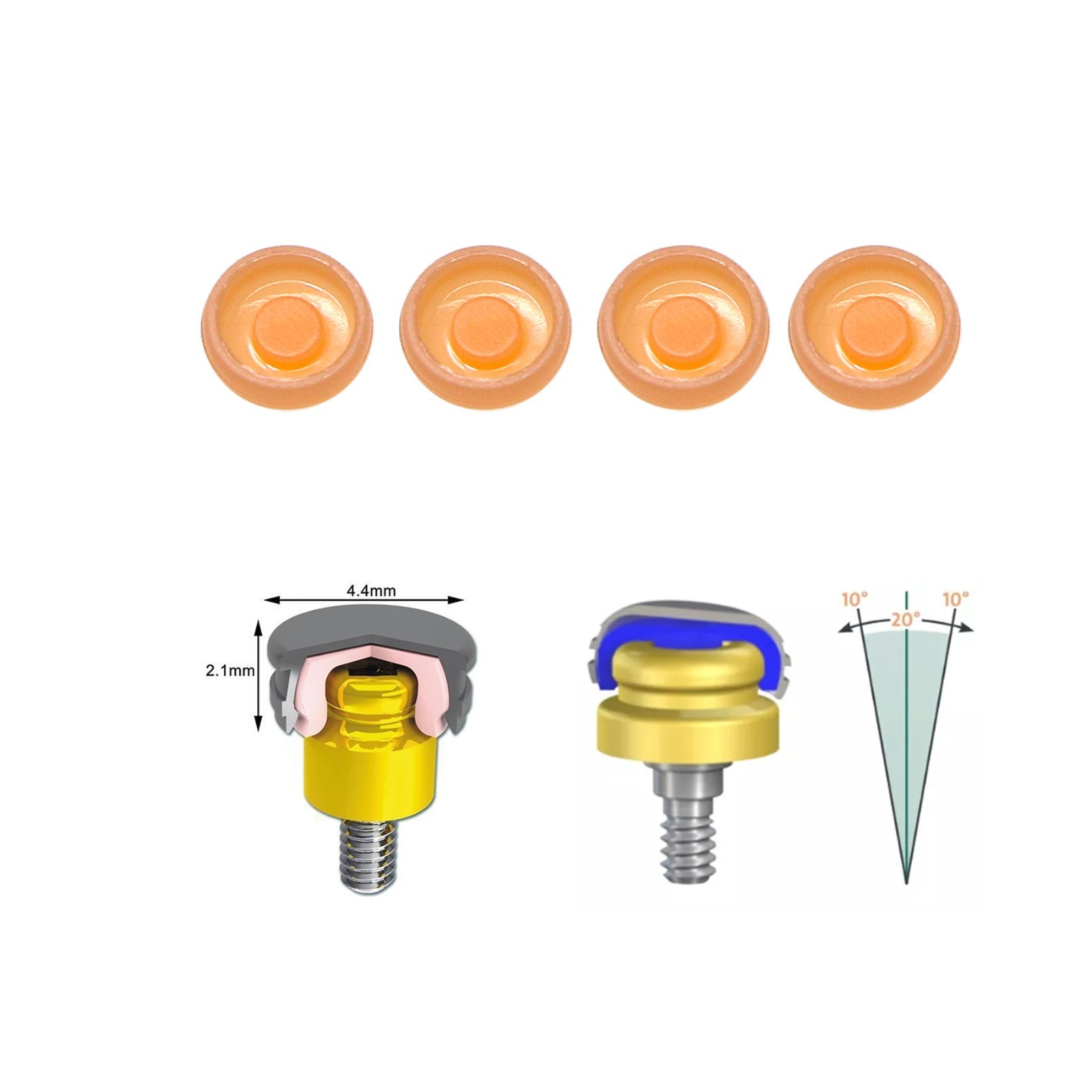 US Dental Locator Retention Caps Core Tool PEEK Male Insert Overdenture Abutment