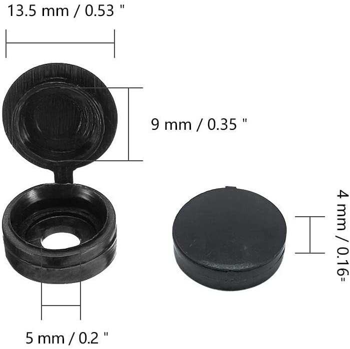 100 or 180 Plastic Screw Hinged Cover Caps Fold Snap Fold Washer Flip Tops Cover
