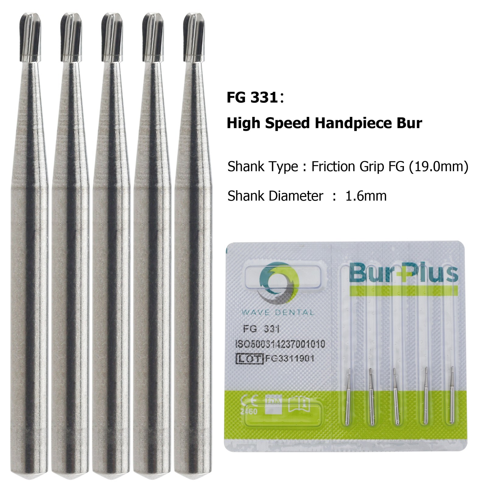 Wave Dental Carbide Burs FG 330 245 331 Pear Friction Grip High Speed Bench Test