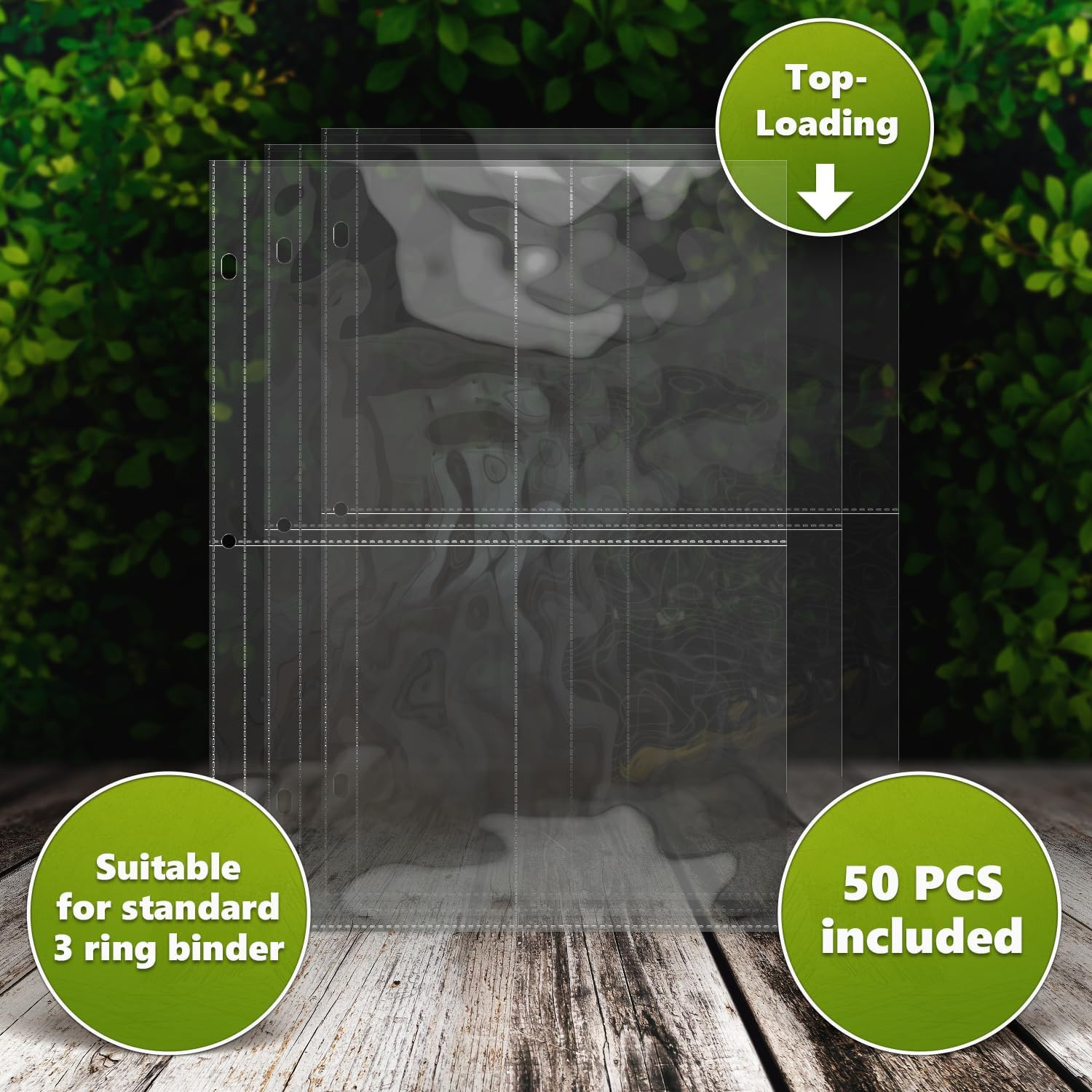 50 Pack 4 Pocket Seed Storage Organizer Sleeves for 3 Ring Binders 3.5×5.25