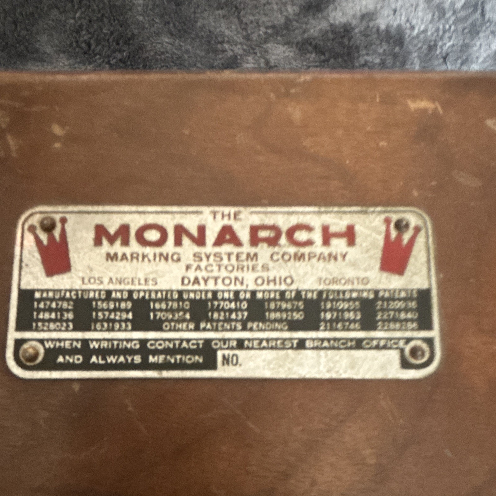 Monarch Marking System Company Number Stamp Set 0-9, Sign Lettering, Wood Case