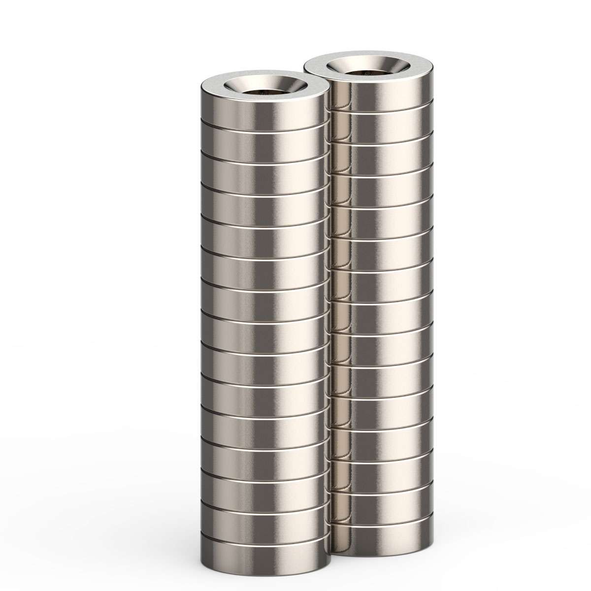 10/20/50 Strong Countersunk Ring Magnets 1/2″x1/8″ Hole 4mm Rare Earth Neodymium