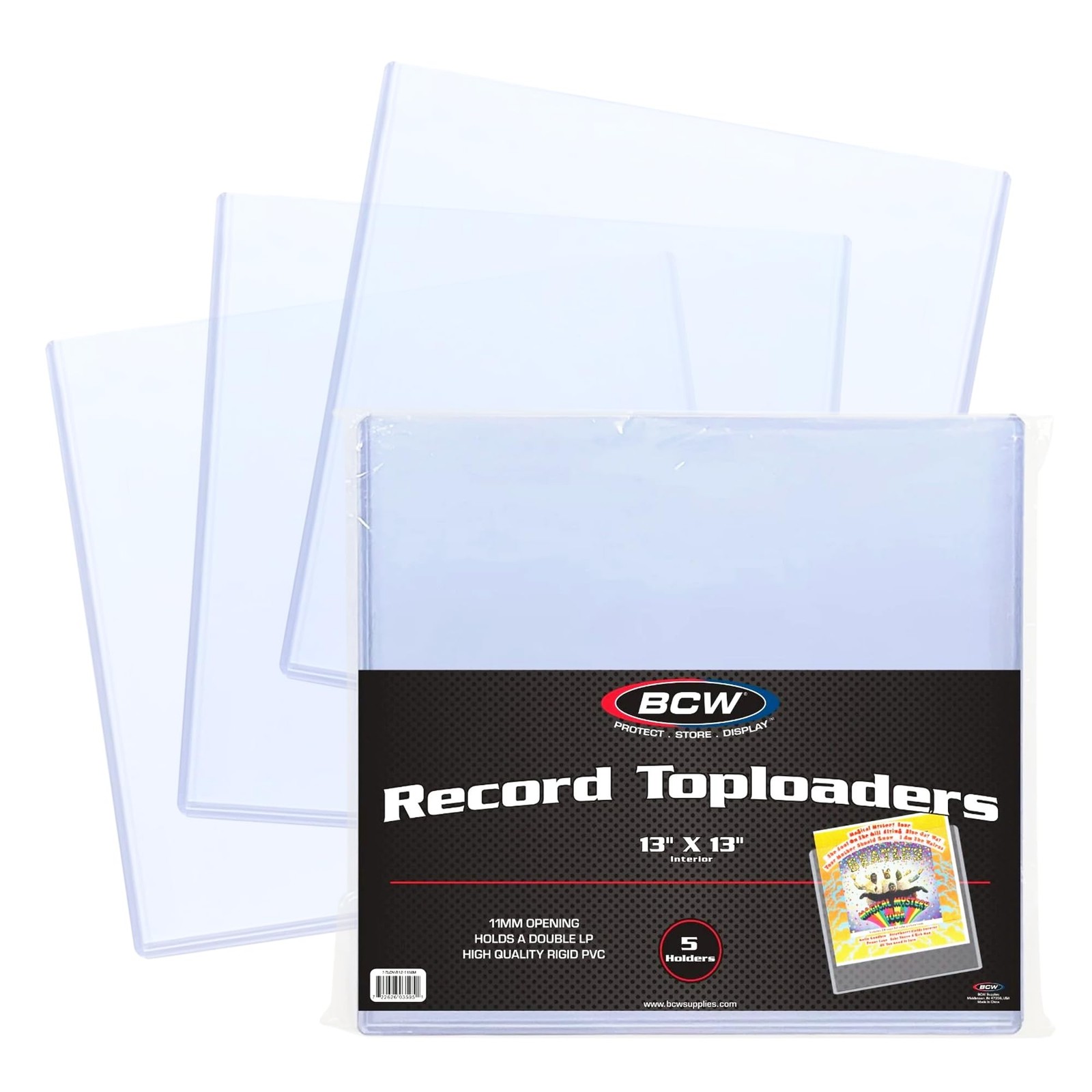 12-Inch Vinyl Record Topload Holder – 5 Pack | 11MM Thick | Rigid PVC Double LP