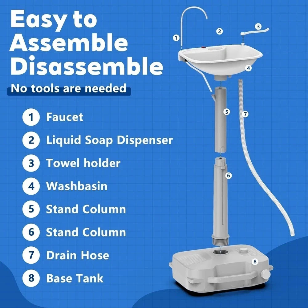Electric Portable Sink Hand Wash Station – 18L Capacity with USB Port or Battery