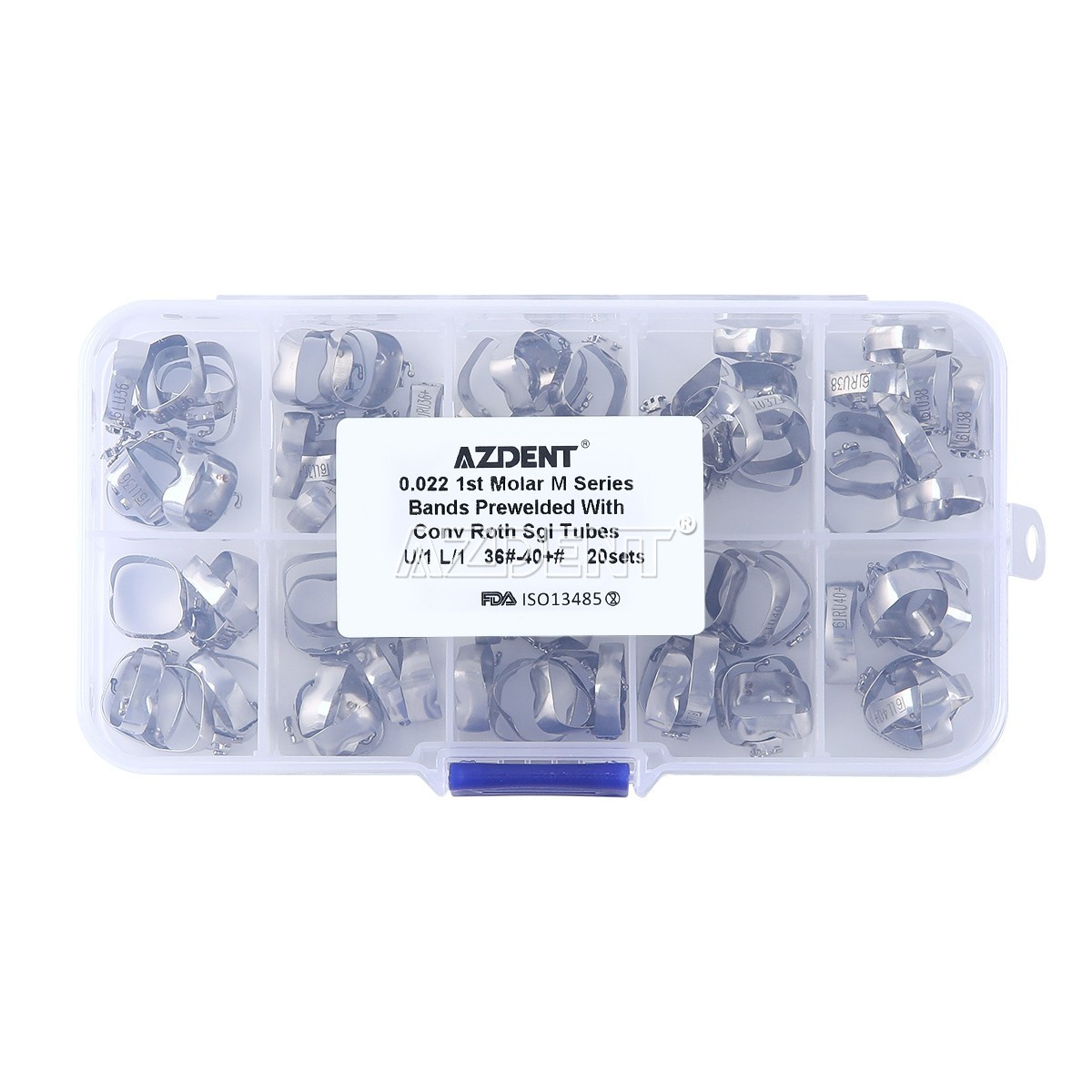 80Pc/Box AZDENT Dental Ortho M series Bands Buccal Tube 1st Molar Roth.022 Conv