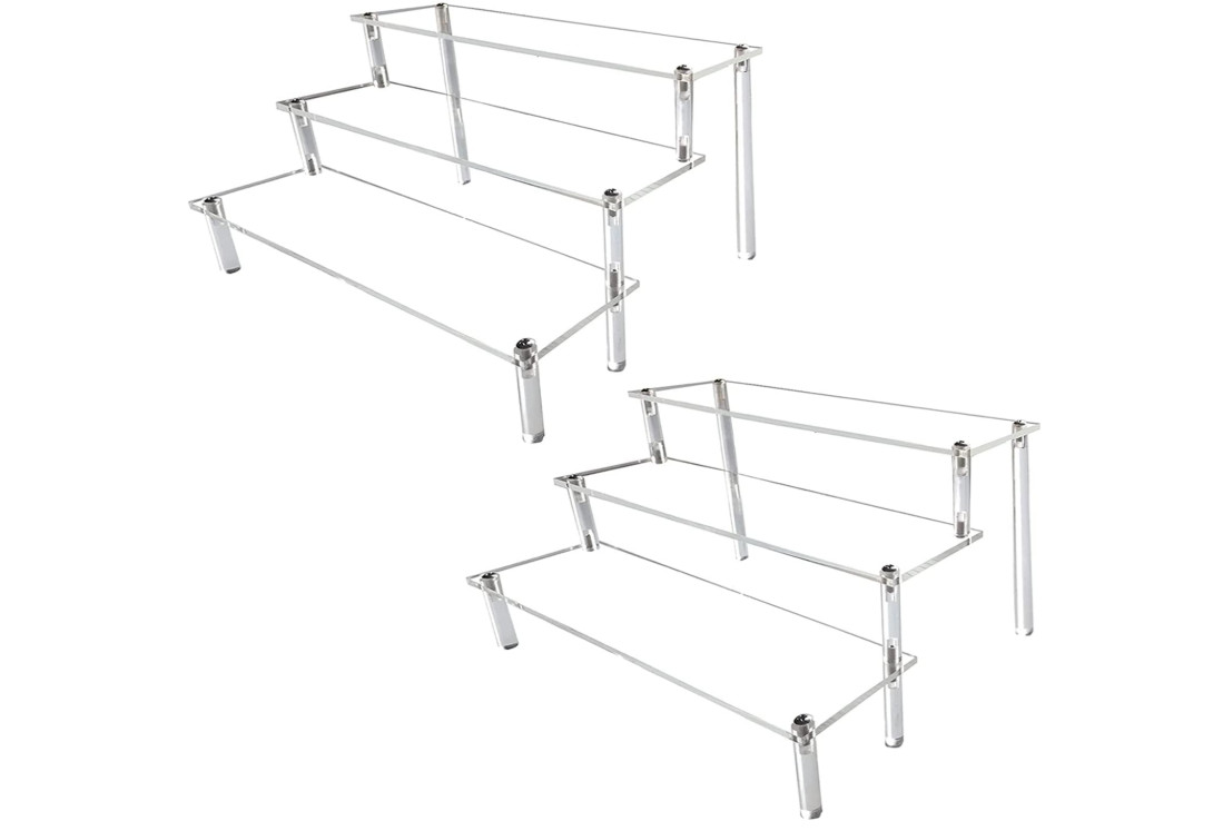 Acrylic Riser,2 Pcs Clear Display Risers Stand Cologne Organizer Acrylic Shelves