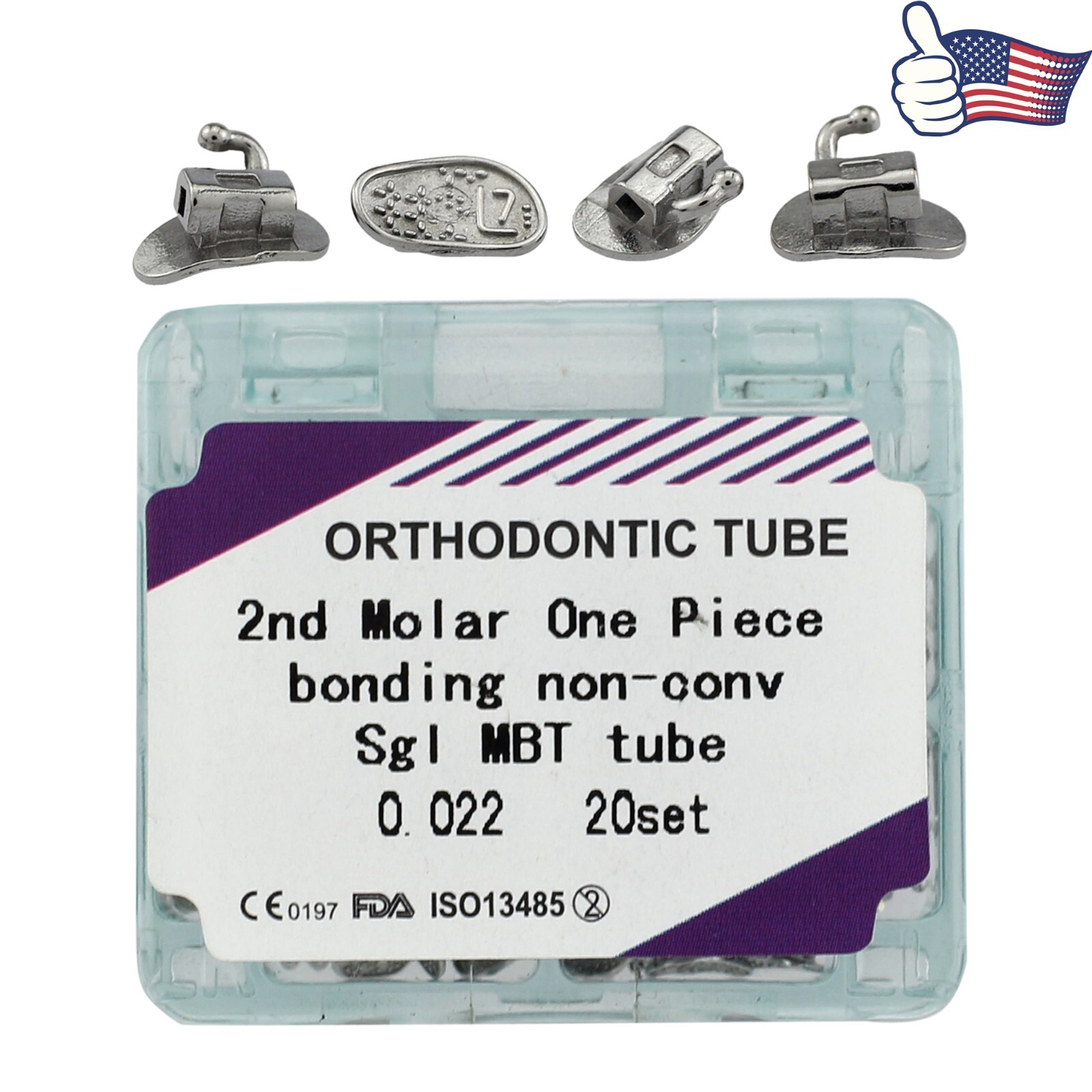 20sets Dental Orthodontic Buccal Tubes Molar Tube MBT Roth 022 1st 2nd Bondable