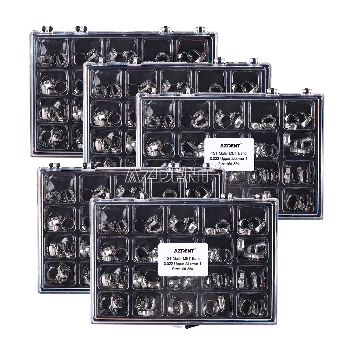 80pcs AZDENT Dental Orthodontic 1st Molar Bands with Buccal Tube MBT.022 16#-35#