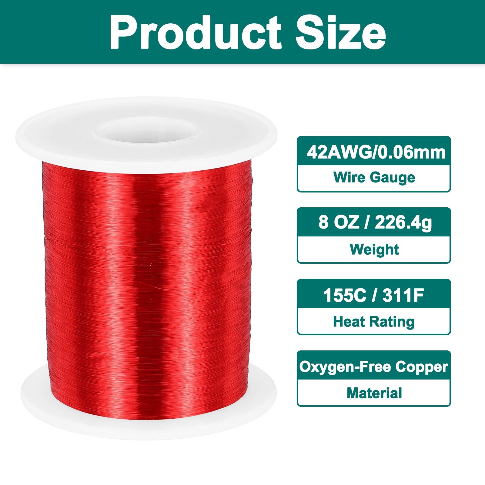 42 AWG Magnet Wire Enameled Copper Wire 8 oz Magnetic Coil Wire 155C(311F)