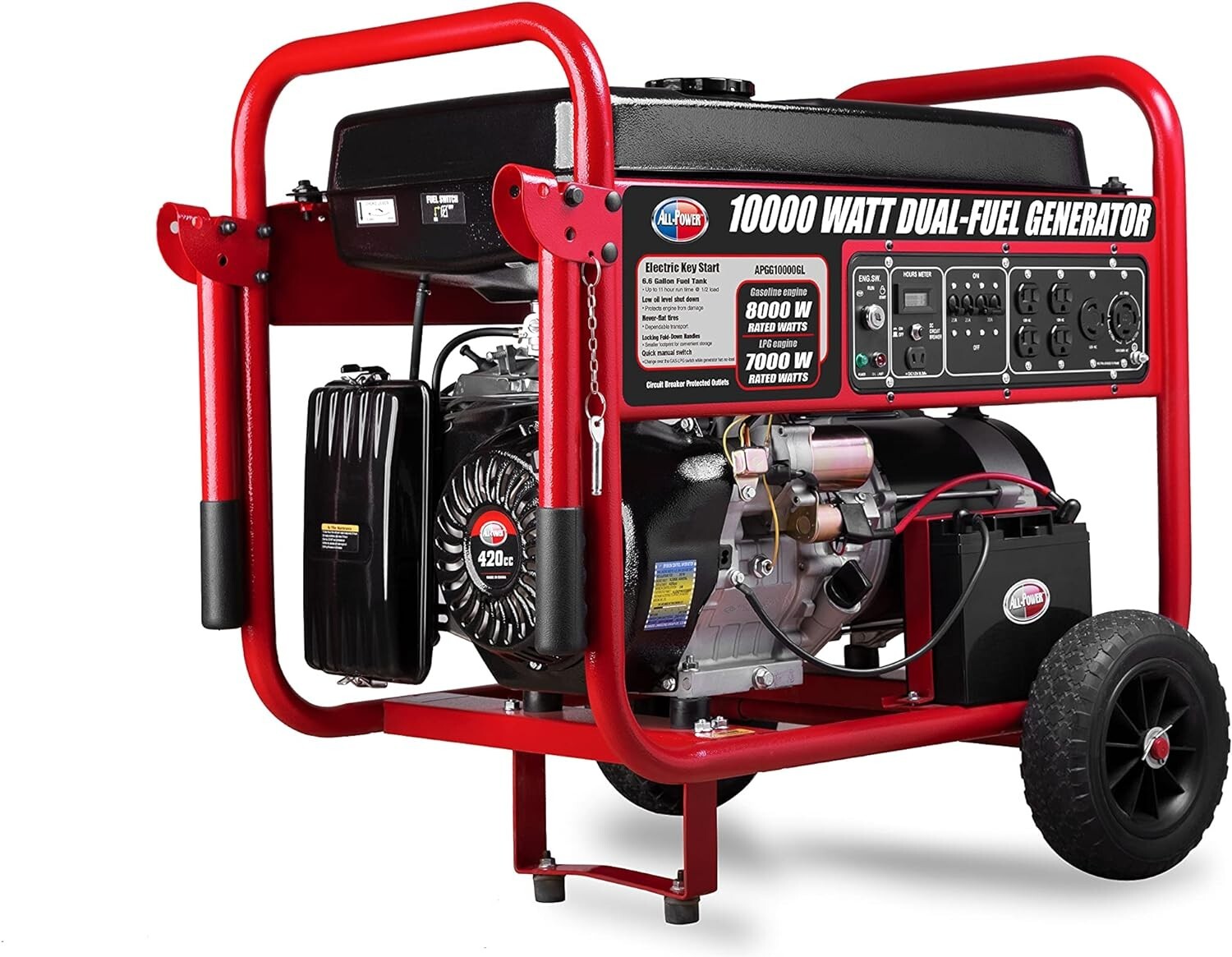All Power 10000 Watt Dual Fuel Generator APGG10000GL with Electric Start