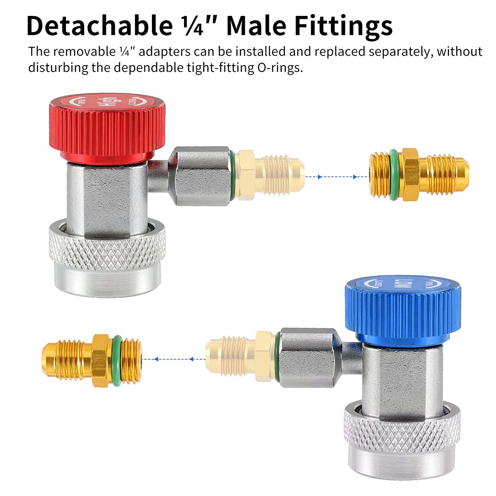 2PCS R134A Quick Connector Adapter Coupler AC Manifold Gauge Low/High 1/4″ SAE