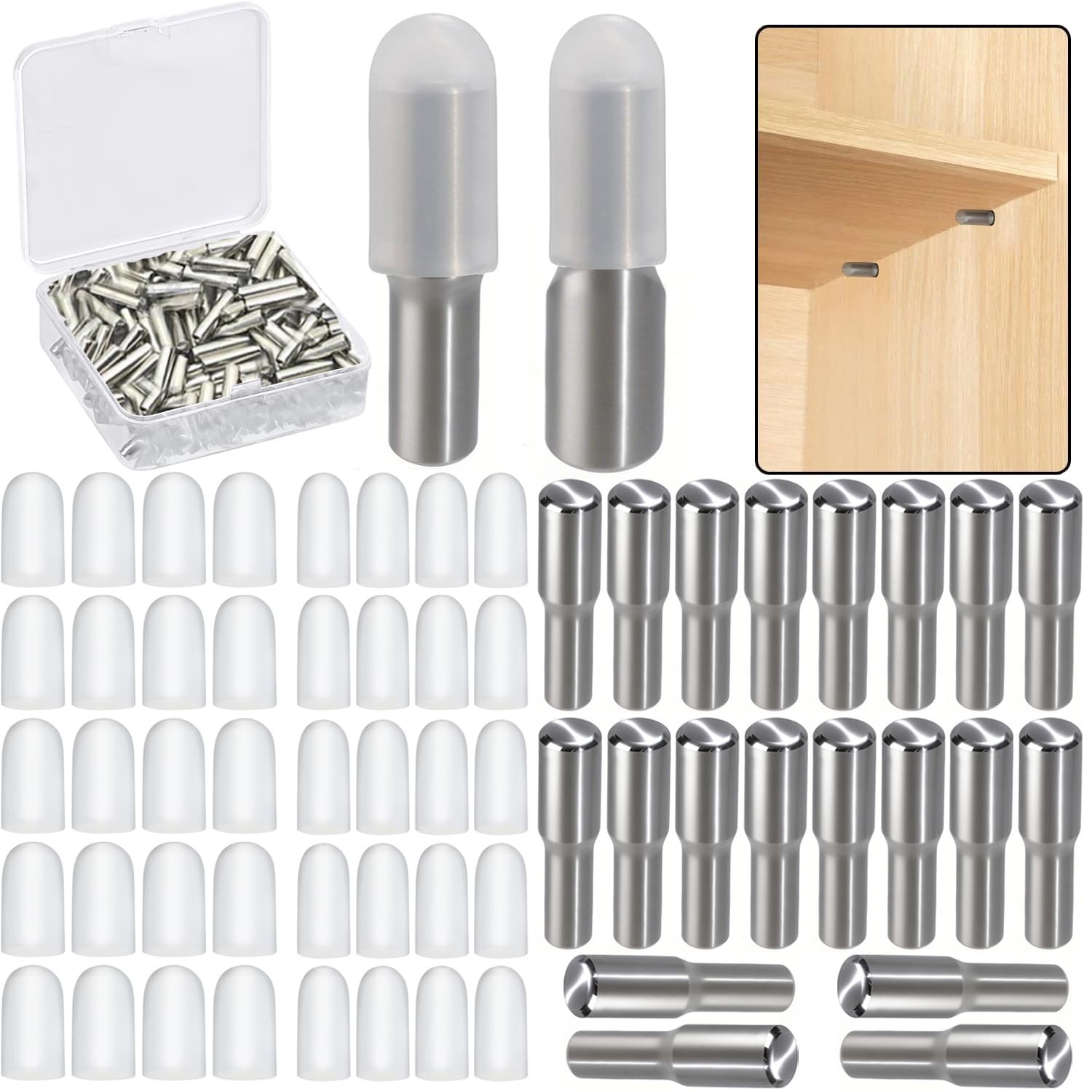 20 Pack 5mm 1/4 Inch Stainless Steel Shelf Support Pegs for x 25.4mm