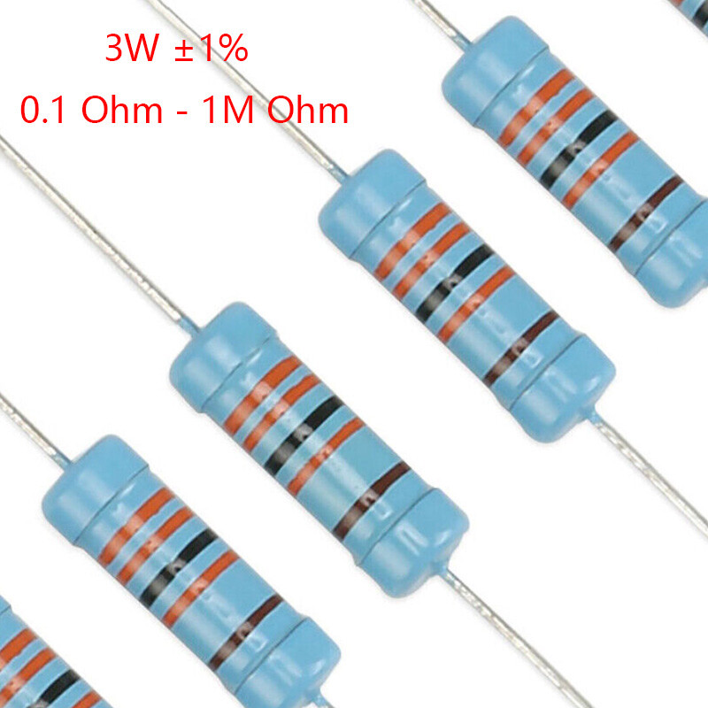 3W Metal Film Resistor Tolerance ±1% Full Range of Values 0.1Ω 0.22Ω 1Ω to 1MΩ