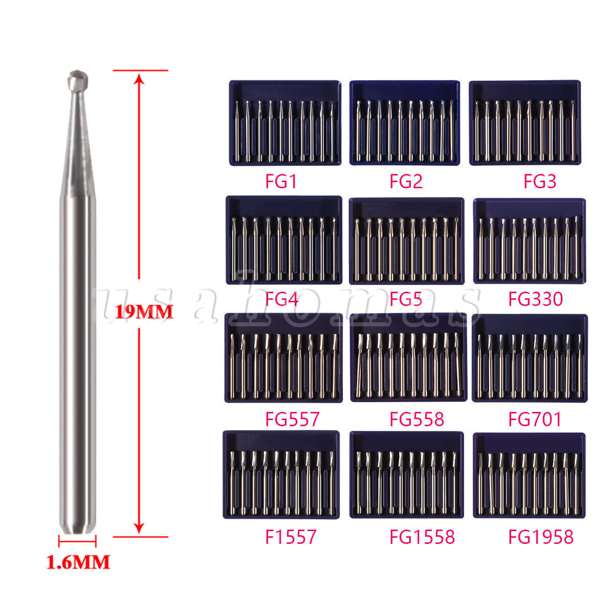 Dental Fissure Tungsten Steel Carbide Burs High Speed Handpiece FG 557/558