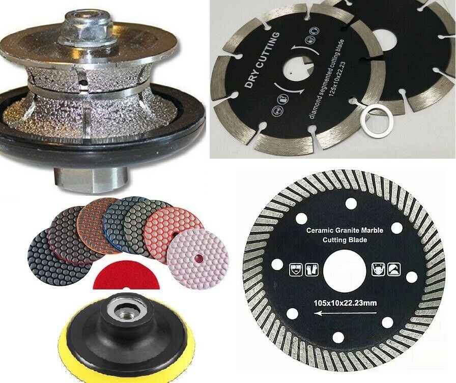 Stone Granite Polishing Kit Diamond Pads Blade 1-1/4″ Full Bullnose Profiler bit