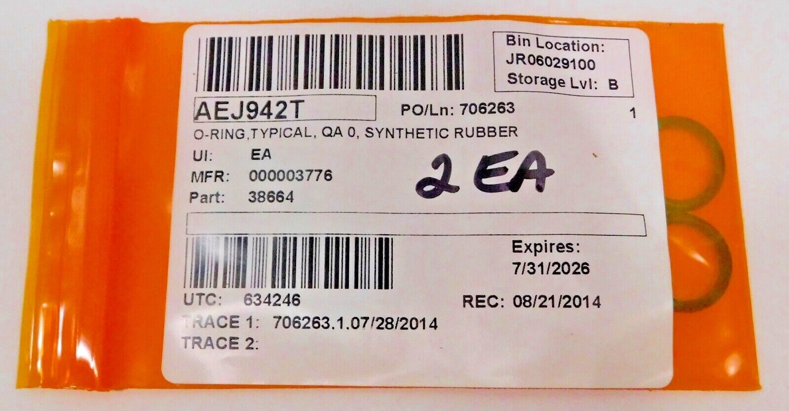 Lot of 4 Unbranded Synthetic Rubber Typical O-Ring 38664
