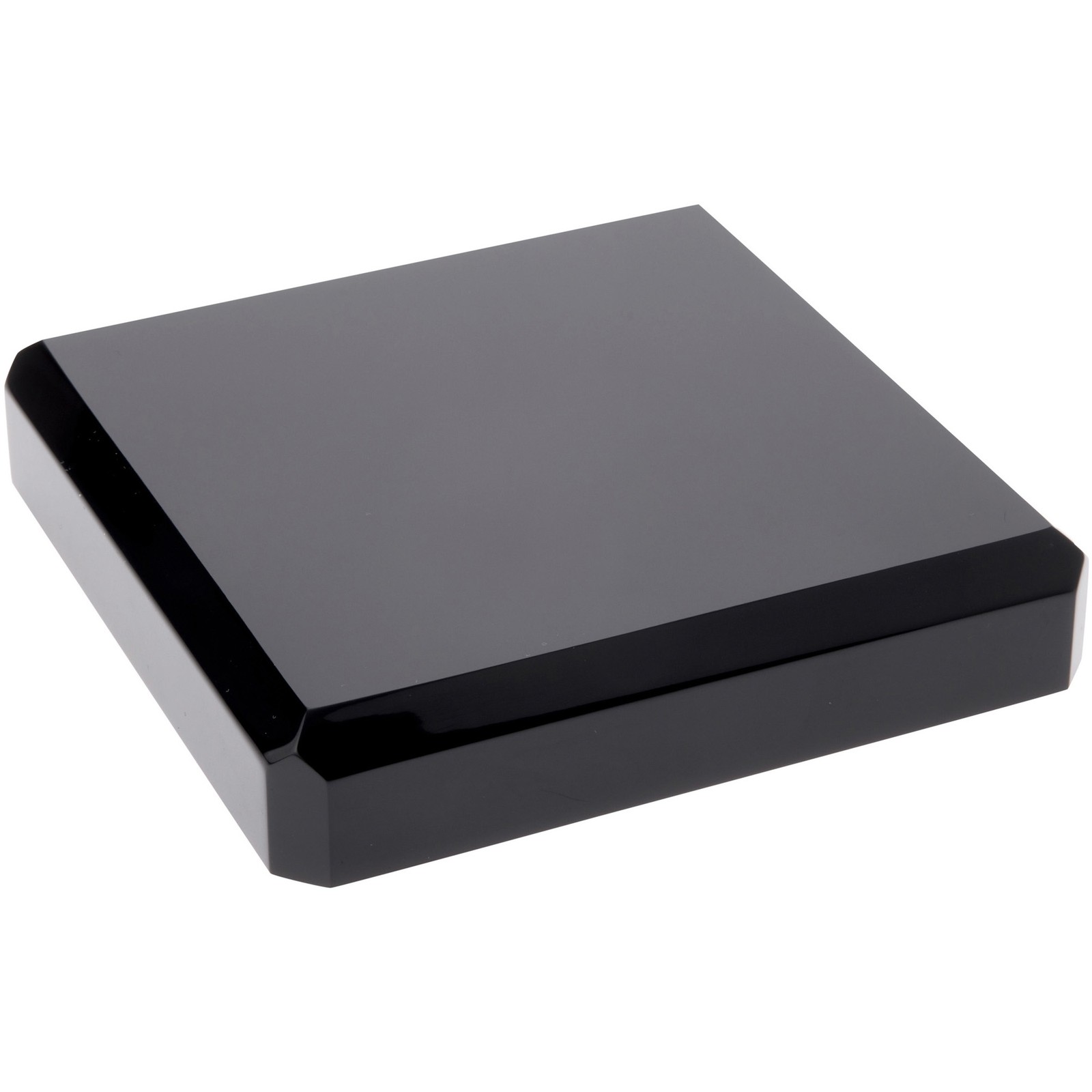 Plymor Black Polished Acrylic Square Beveled Display Base, 5″ W x 5″ D x 1″ H