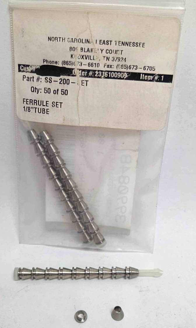 Qty10 Swagelok SS-200-SET (10x SS-203-1 + 10x SS-204-1) 1/8″ Ferrules Front+Back