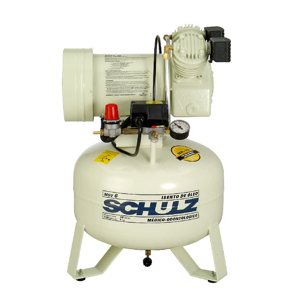 Schulz MSV6 Oil-Free Air Compressor Pump, 6 CFM, 125 PSI, 1 HP Direct Drive