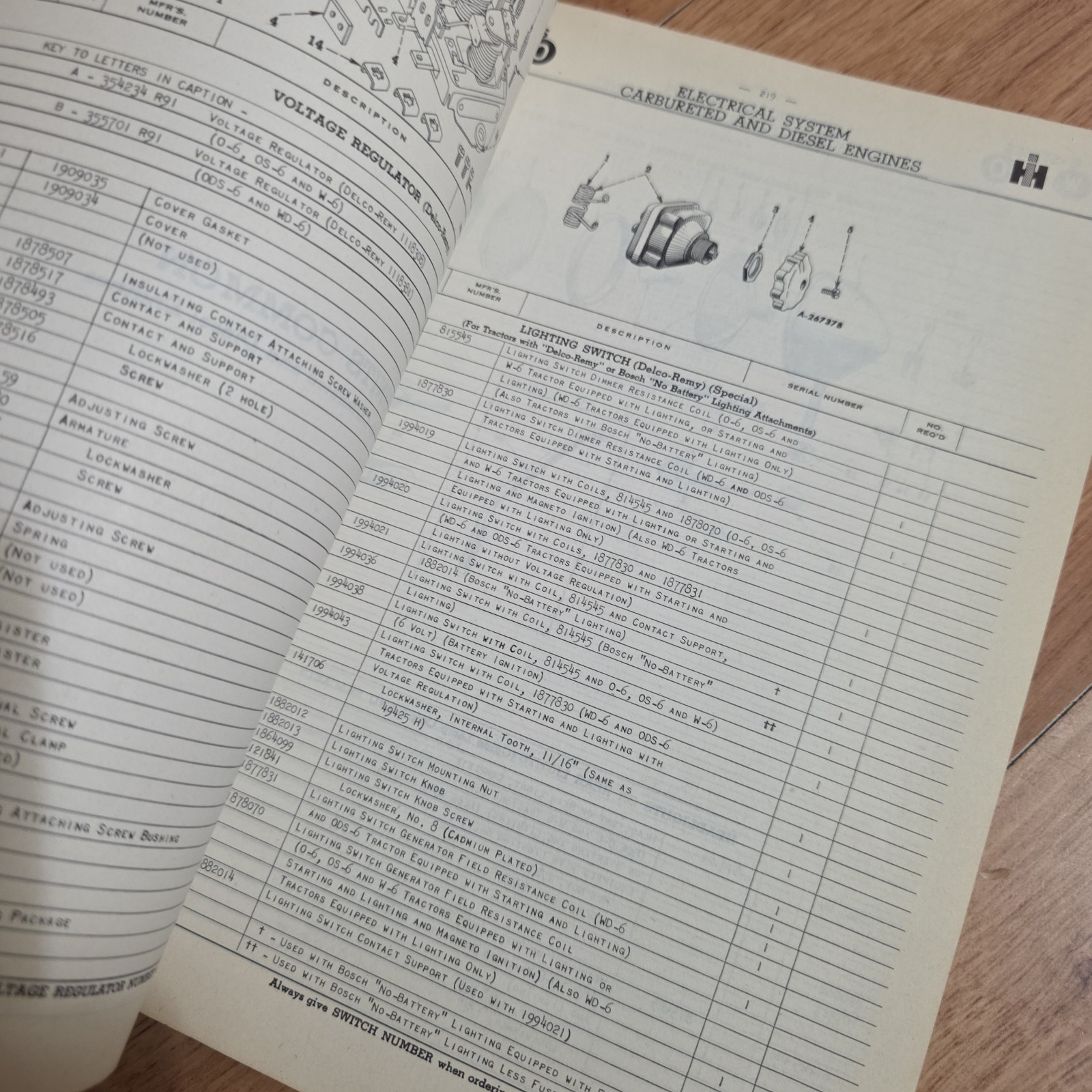 MCCORMICK INTERNATIONAL IH Tractor W-6 WD-6 O-6 OS-6 ODS-6 PARTS CATALOG TC-33D