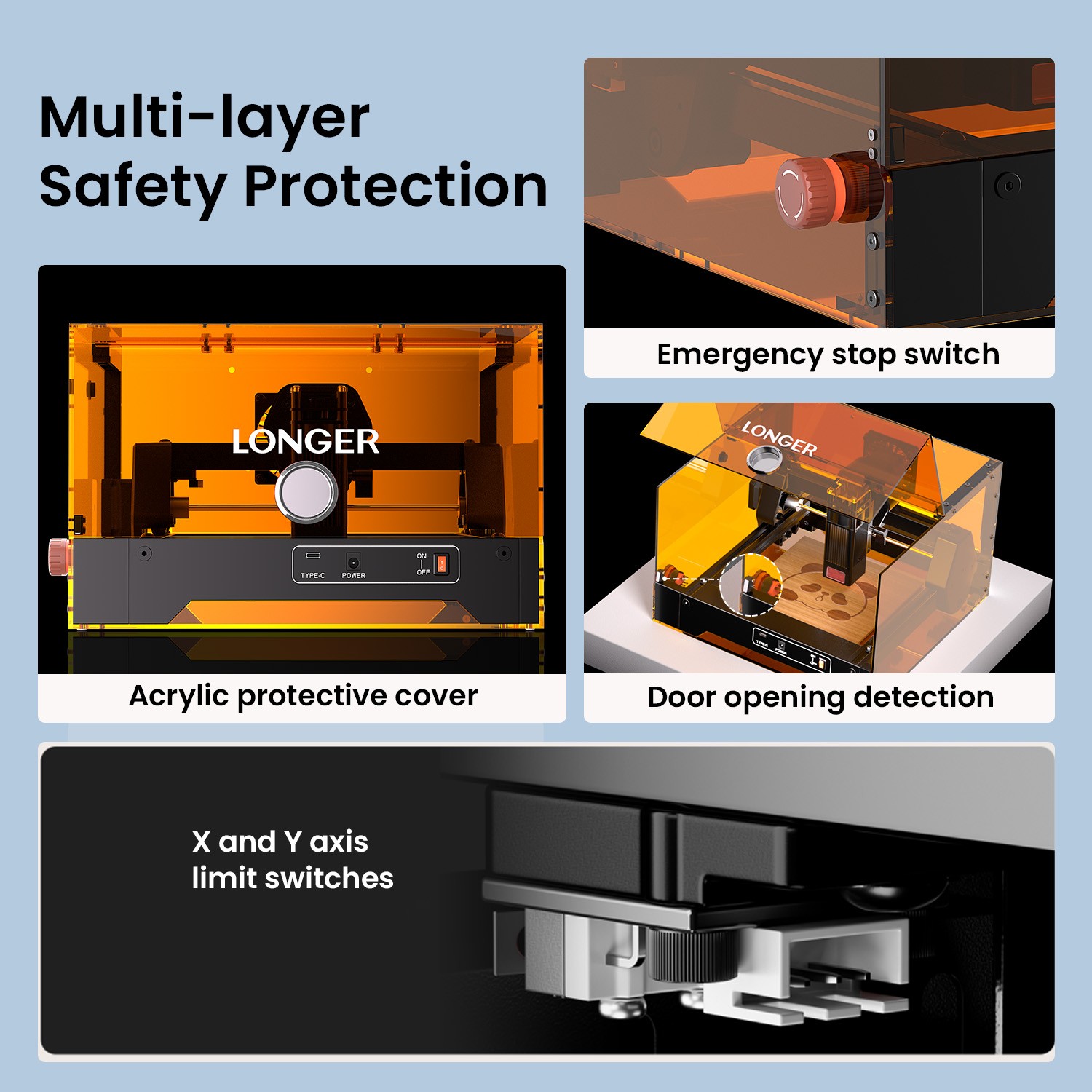 LONGER Ray5 miniS 5.5W Laser Engraver, Class 1 Laser, 130×125mm Work Area