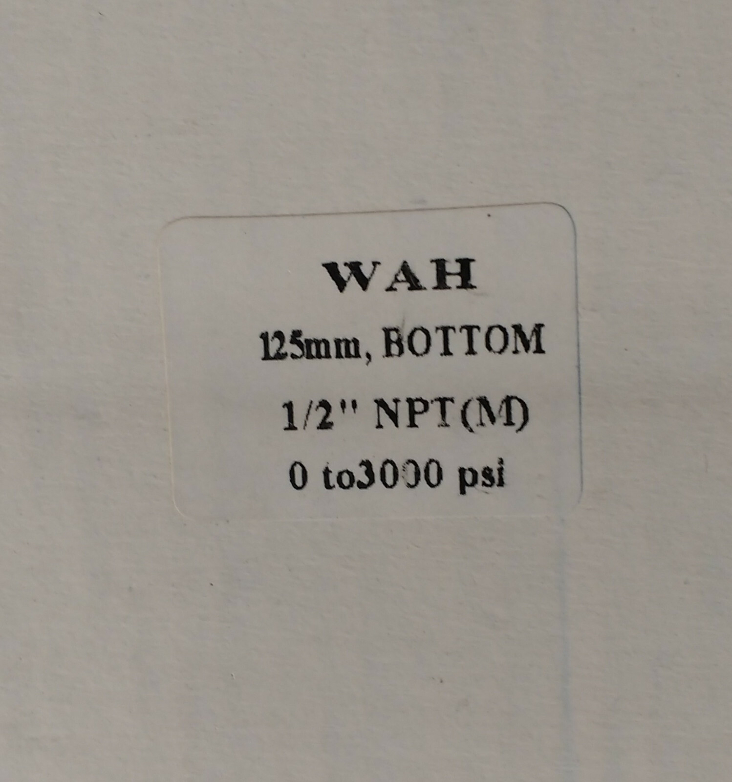 3000 PSI Gauge, 125mm (5 inch) Face, 1/2″ NPT Bottom Connection