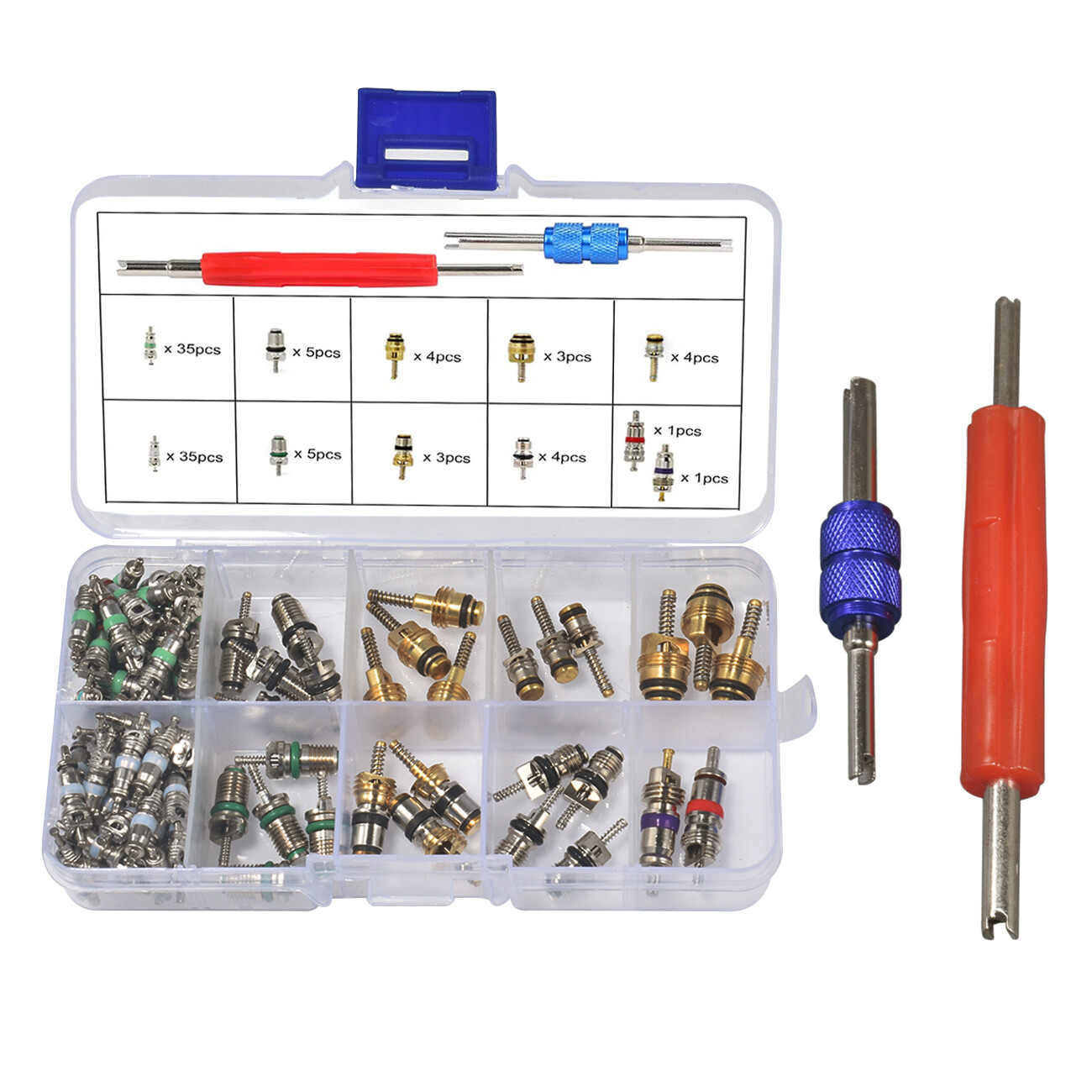 102pcs Car R12 & R134a A/C Air Conditioner Schrader Valve Core Remover Tool Kit