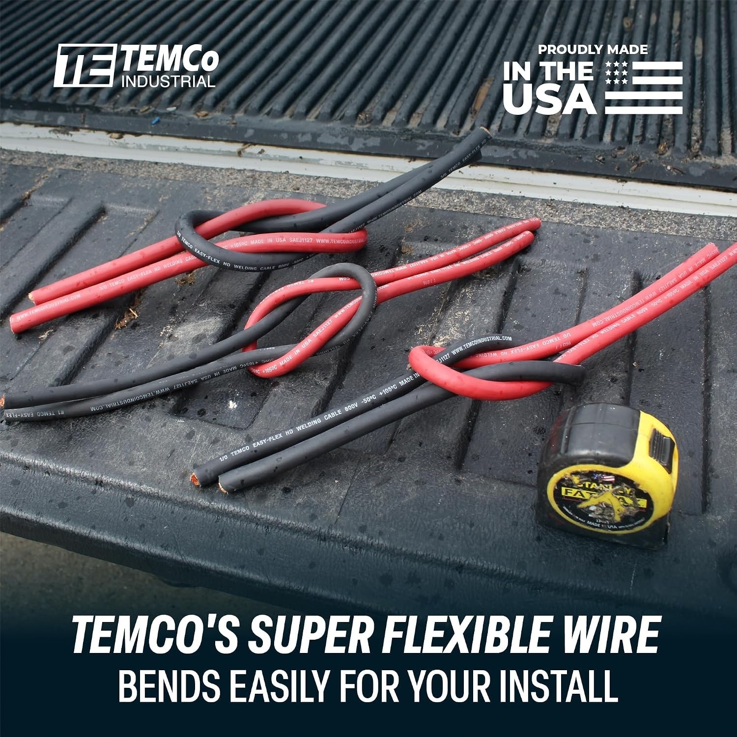 25 Ft TEMCo 2 AWG Flexible Pure Copper Battery Wire – 205A, Abrasion Resistant