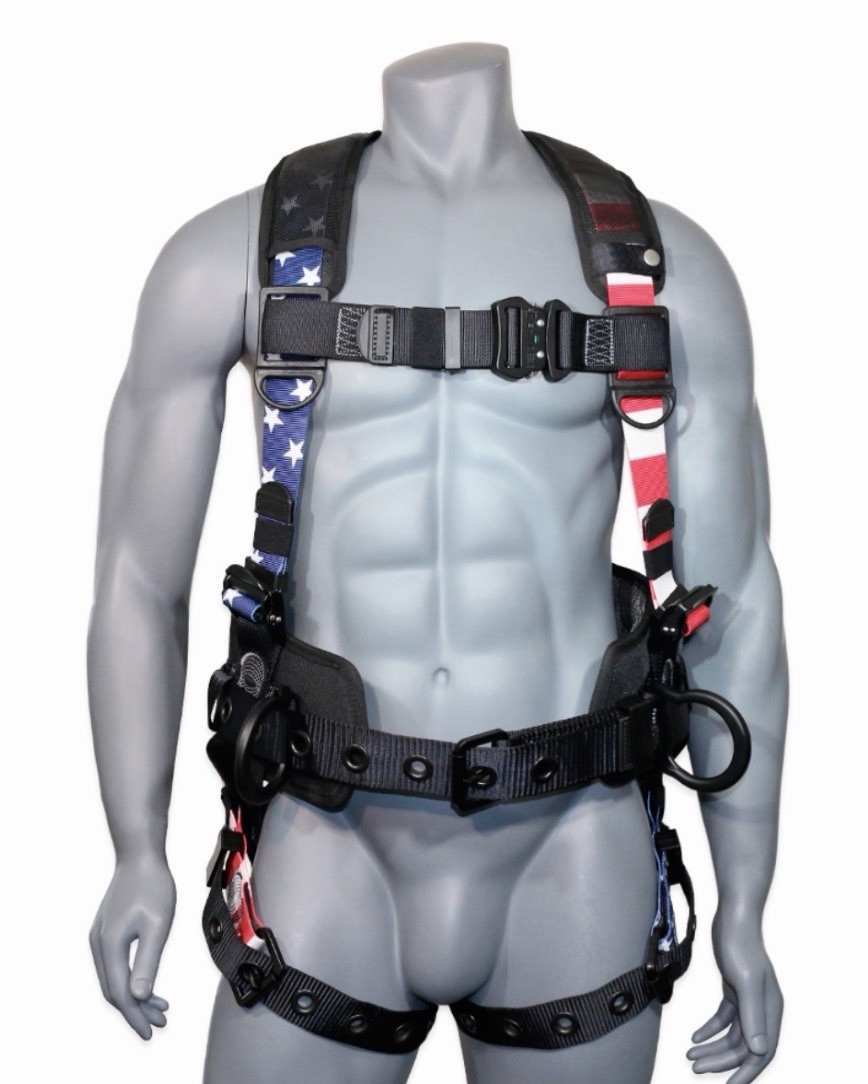 AFP Fall Protection Full-Body Safety Harness Premium American Flag Bad Boy New