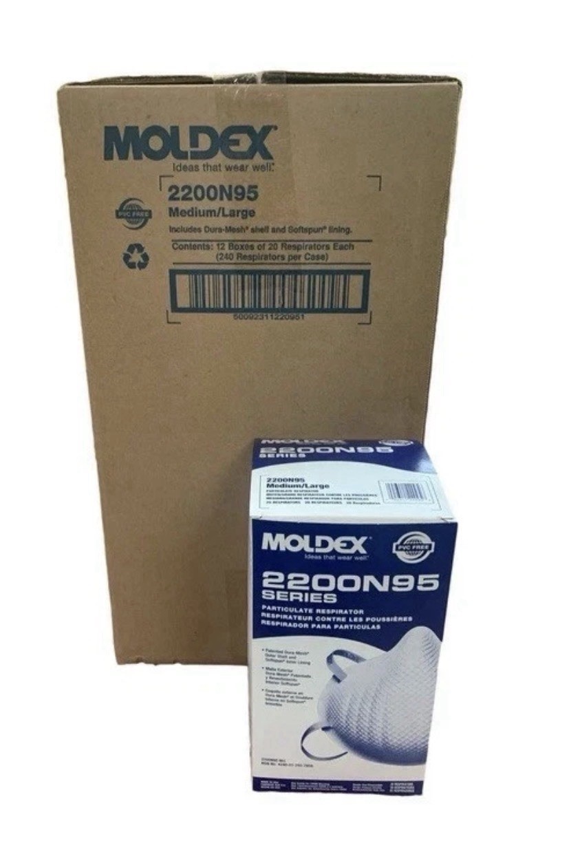 N95 Masks 20 per box Moldex 2200N95 NIOSH N95 Particulate Respirator Mask M/L