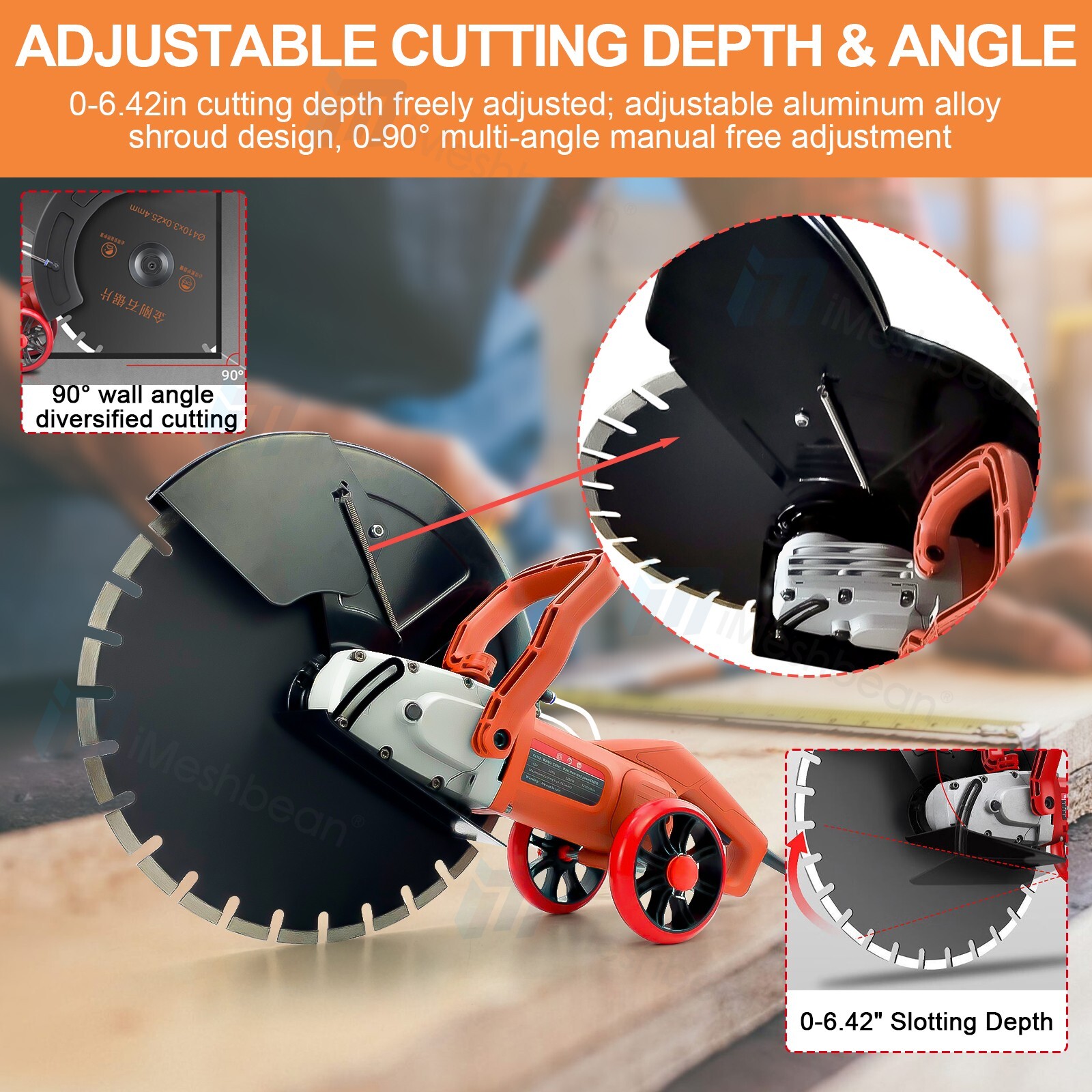 16” Electric Concrete Saw Wet/Dry Saw Cutter with Water Pump and Blade 3200W US