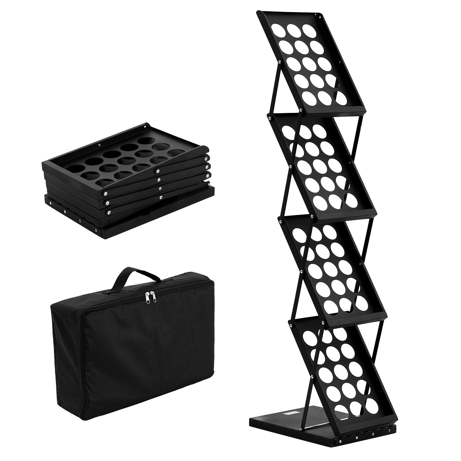 Foldable Magazine Display Rack, 4-Tier Brochure Literature Display Stand, Portab