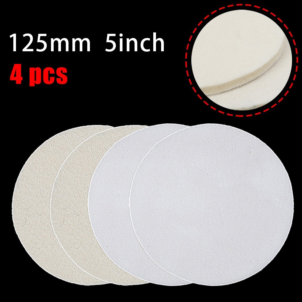 4Pcs 125mm/5Inch Wool Buffing Grinder Wheel Felt Polishing Disc Pad Set Tool