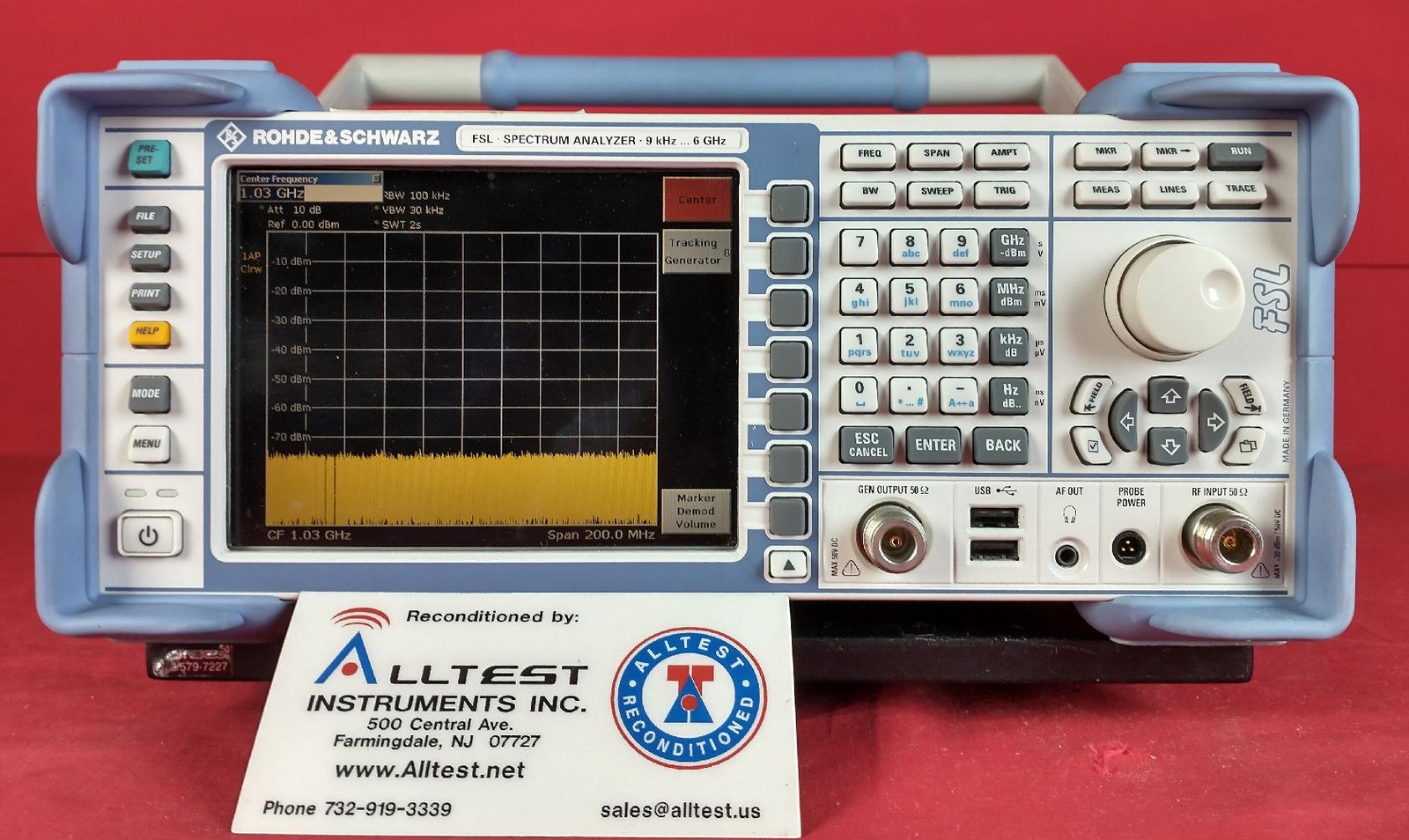 Rohde and Schwarz FSL6 TG 100516 Spectrum Analyzer, 9 kHz to 6 GHz 1300.2502K16