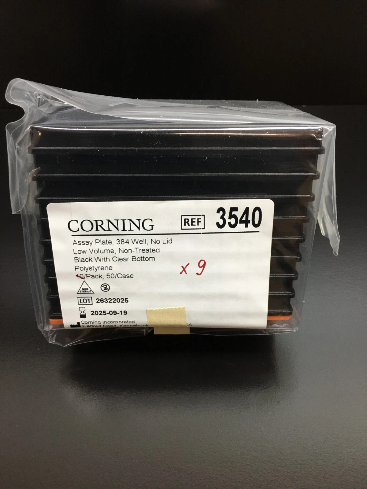 Corning REF 3540 Low Volume 384-well Black/Clear Flat Bottom Microplate 9 PCS