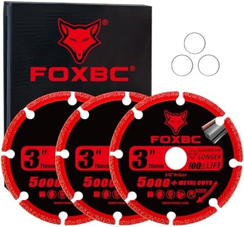 FOXBC 3 Inch Diamond Cut Off Wheel with 5000+ Metal Cutting on Rebar, Stainle…