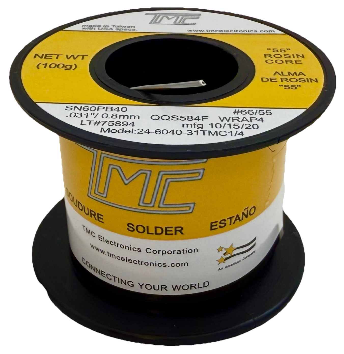 60/40 Solder Wire Sn60 Pb40 0.031″ 0.8mm 2.2% Rosin Core 3.5oz 100g US SELLER