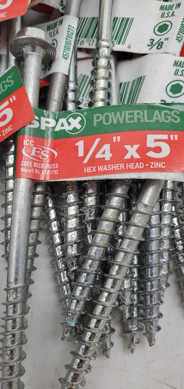 Spax Powerlags Hex Head Zinc Interior Structural Wood Screws 1/4″ x 5″ Total 50