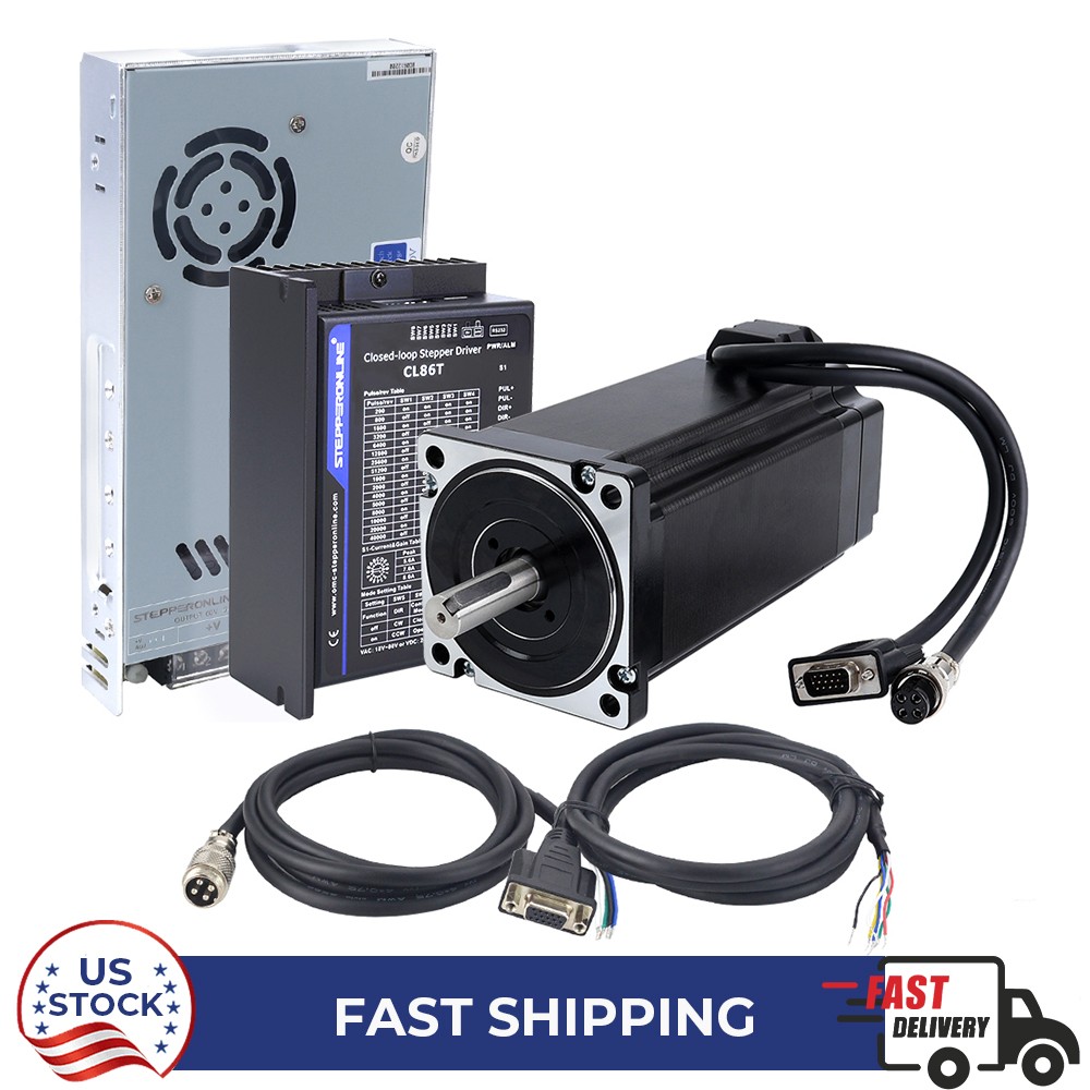STEPPERONLINE 12Nm Nema 34 Φ14mm 1700oz.in Closed Loop CNC Kit w/ Power Supply