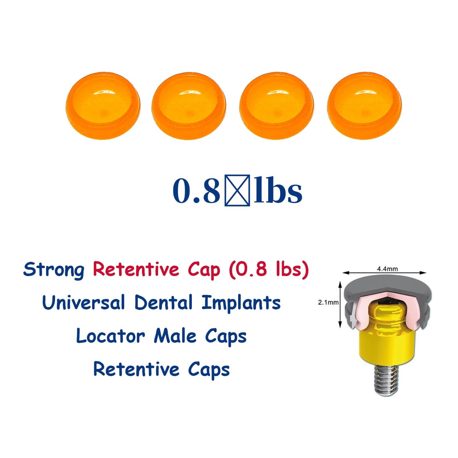 US Dental Locator Retention Caps Core Tool PEEK Male Insert Overdenture Abutment