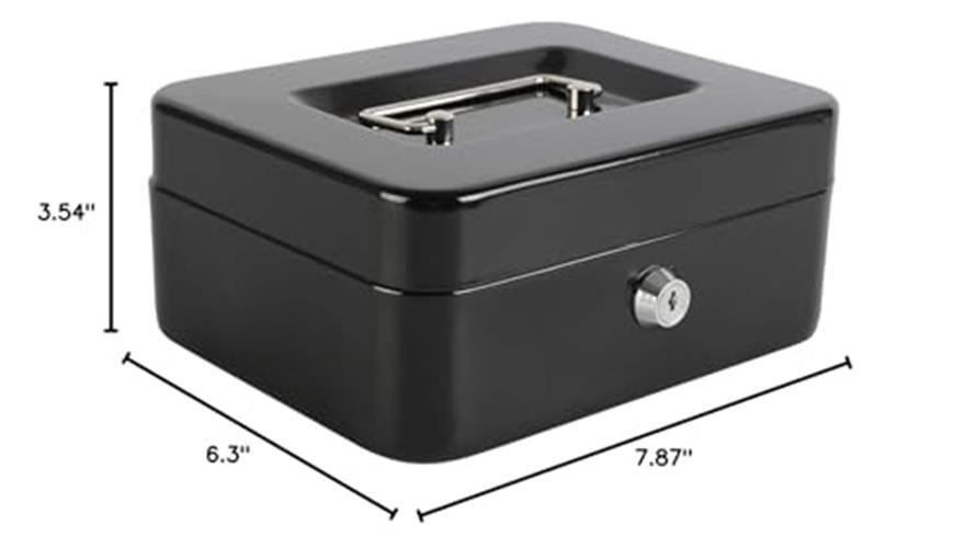 xydled Locking Steel Medium Cash Box with Removable Coin Tray and Key