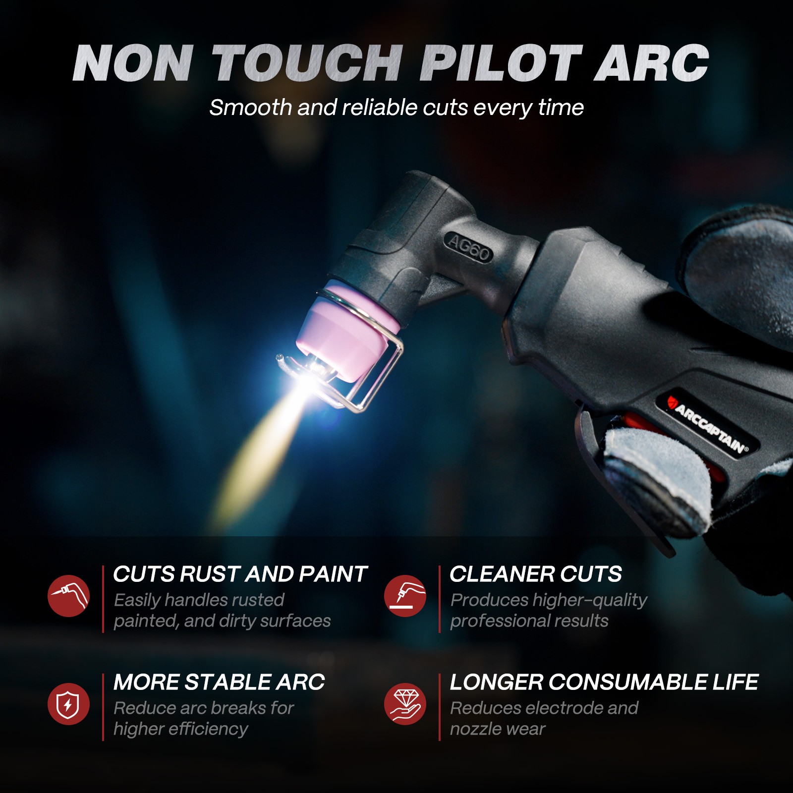 ARCCAPTAIN 55A Plasma Cutter Non-Touch Pilot Arc High-Frequency DIGITAL 120/240V