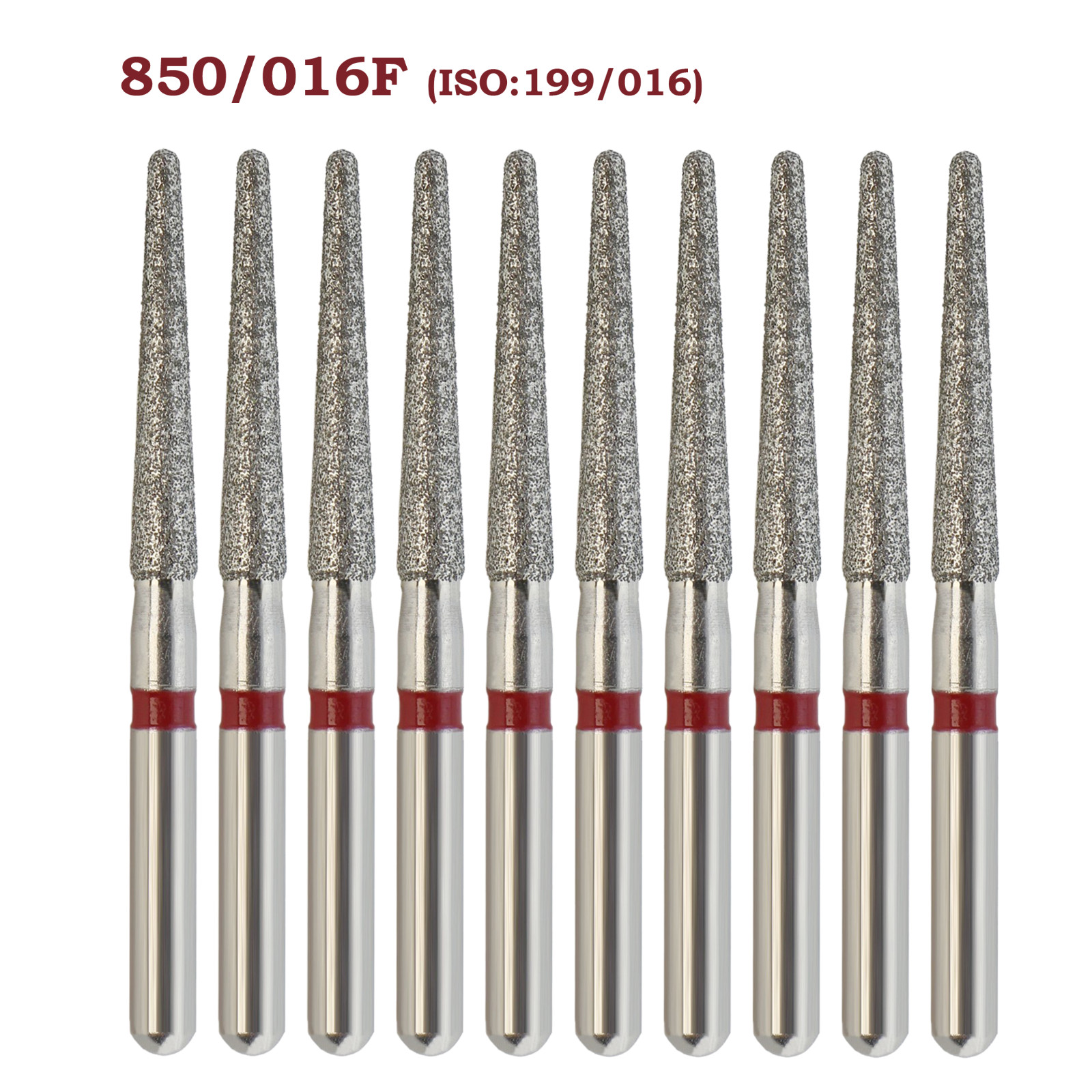 Dental Diamond Burs FG Round End Taper 850/016F Fine Grit Red High Speed Burr