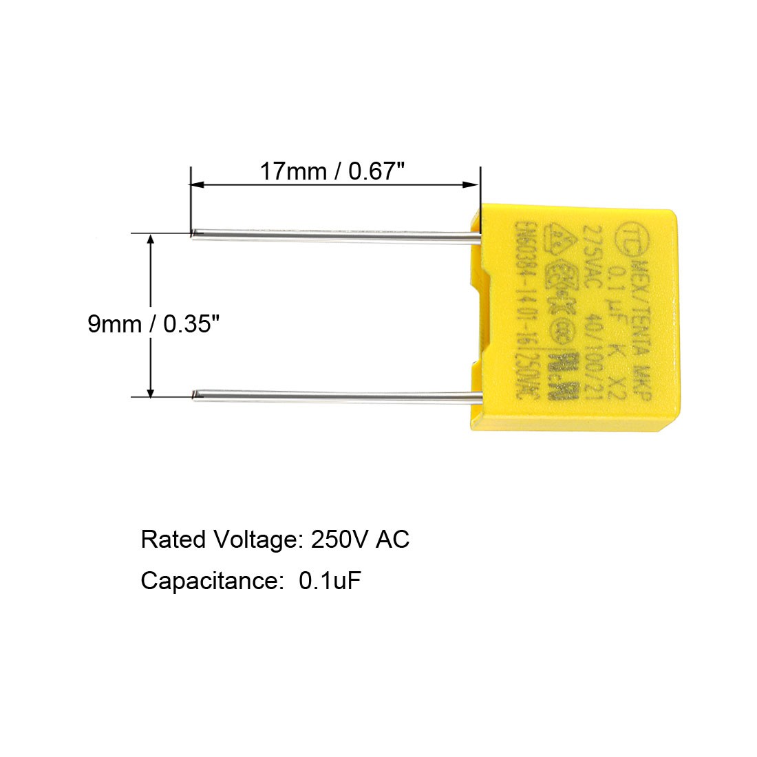 20Pack Polypropylene Film Safety Capacitors 0.1uF 275VAC X2 MKP