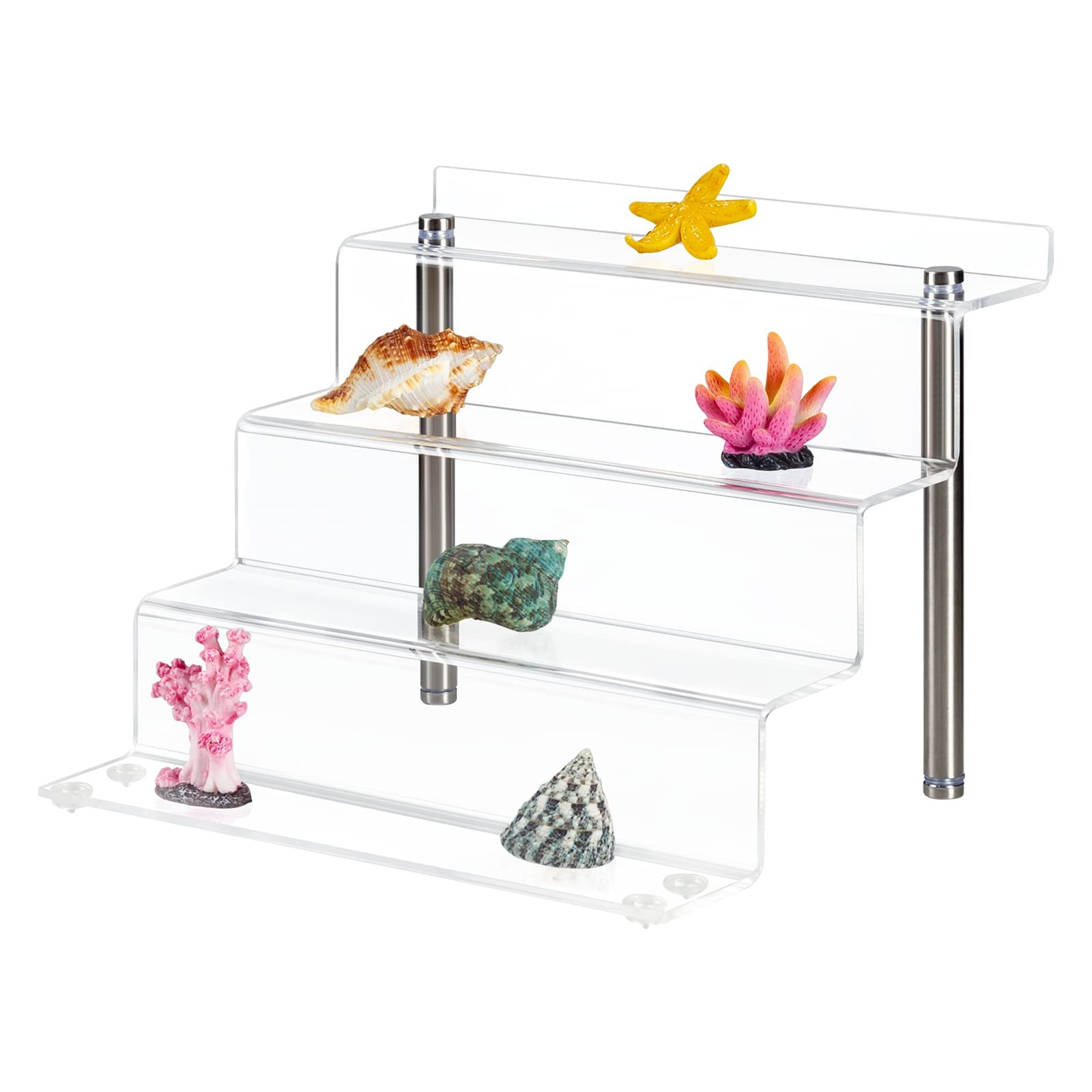 Clear Acrylic Display Riser 4 Tier Stand For Collectibles Perfume Cupcakes 9×8.3