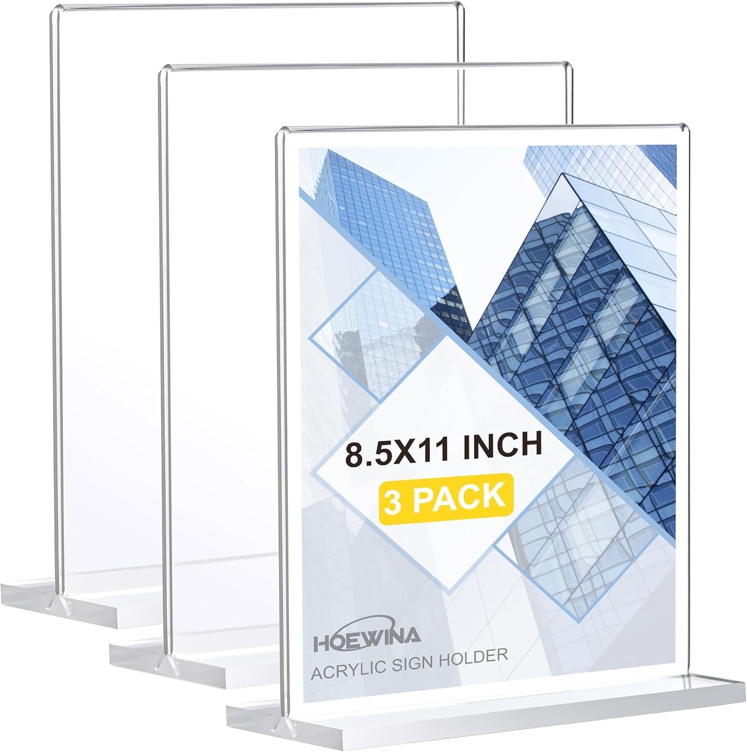 Acrylic Sign Holder 8.5 x 11 Inch 3 Pack, Clear Display Sign Stand for Store …
