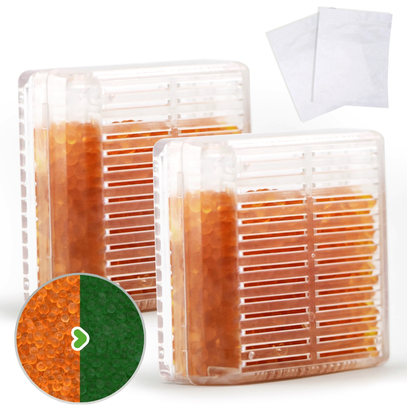 45 Gram Hard Plastic Silica Gel Canister Reusable Indicating Pack of 2 (Orange)