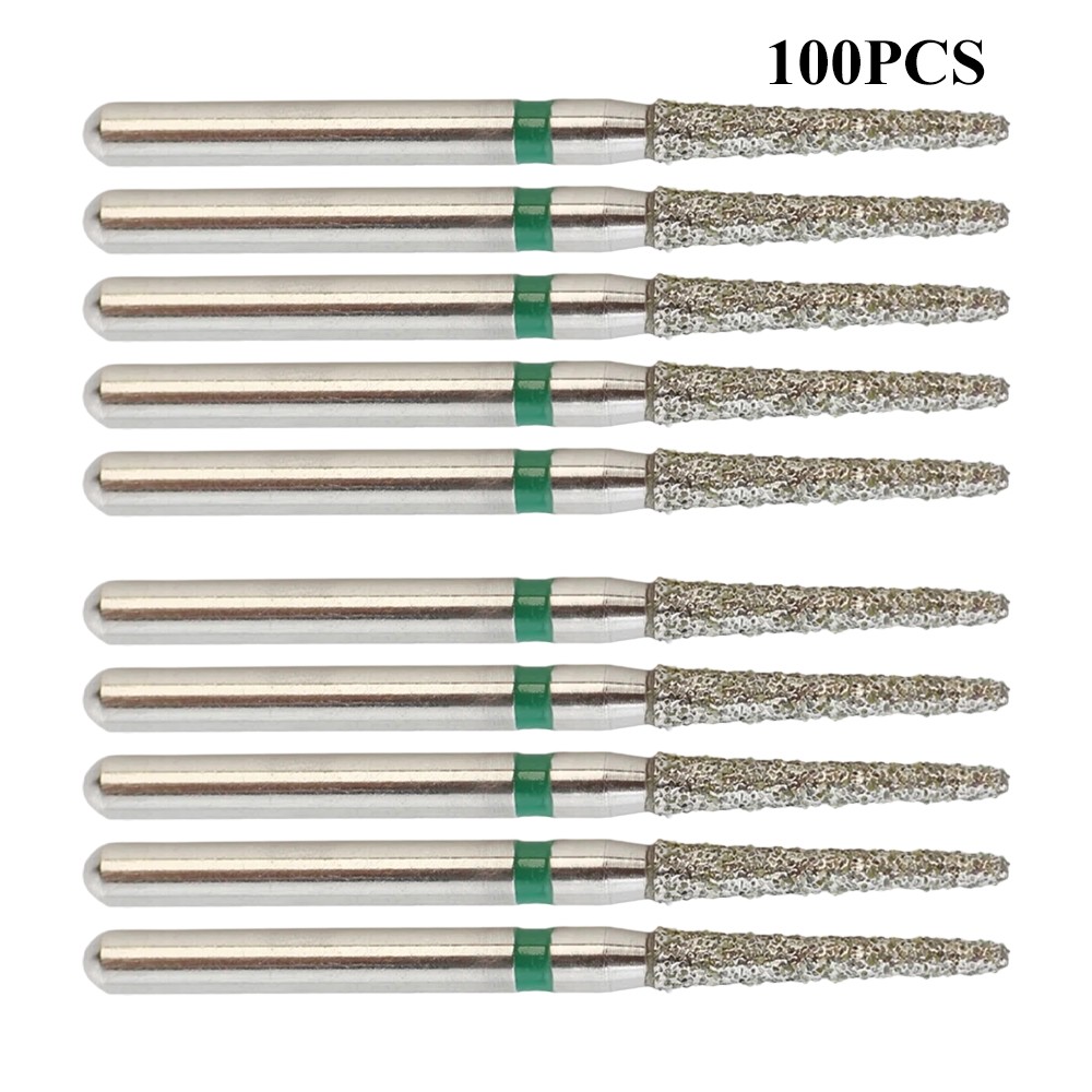 100PC Diamond Burs FG 856/014C Round End Taper High Speed Burr Coarse Grit Green