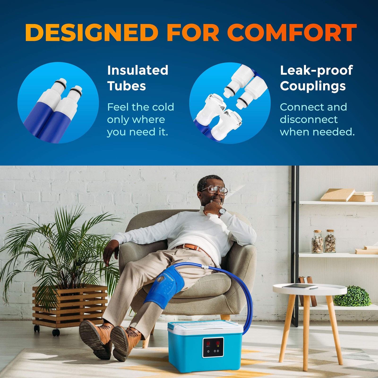 PhysioNatural Cold Therapy Ice Machine for Knee 1 Count (Pack of 1), Blue